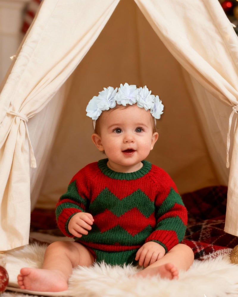Fmeida Baby Girls Headbands for 4-24M | Soft Chiffon Flower Crown White (Fits 14.96"-18.89" Head) - Image 5